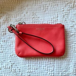 COACH Wristlet • Coral Red Leather